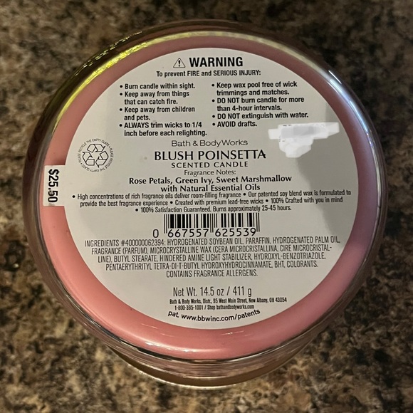 Blush Poinsettia Bath and Body Works 3-Wick Candle - Picture 3 of 3